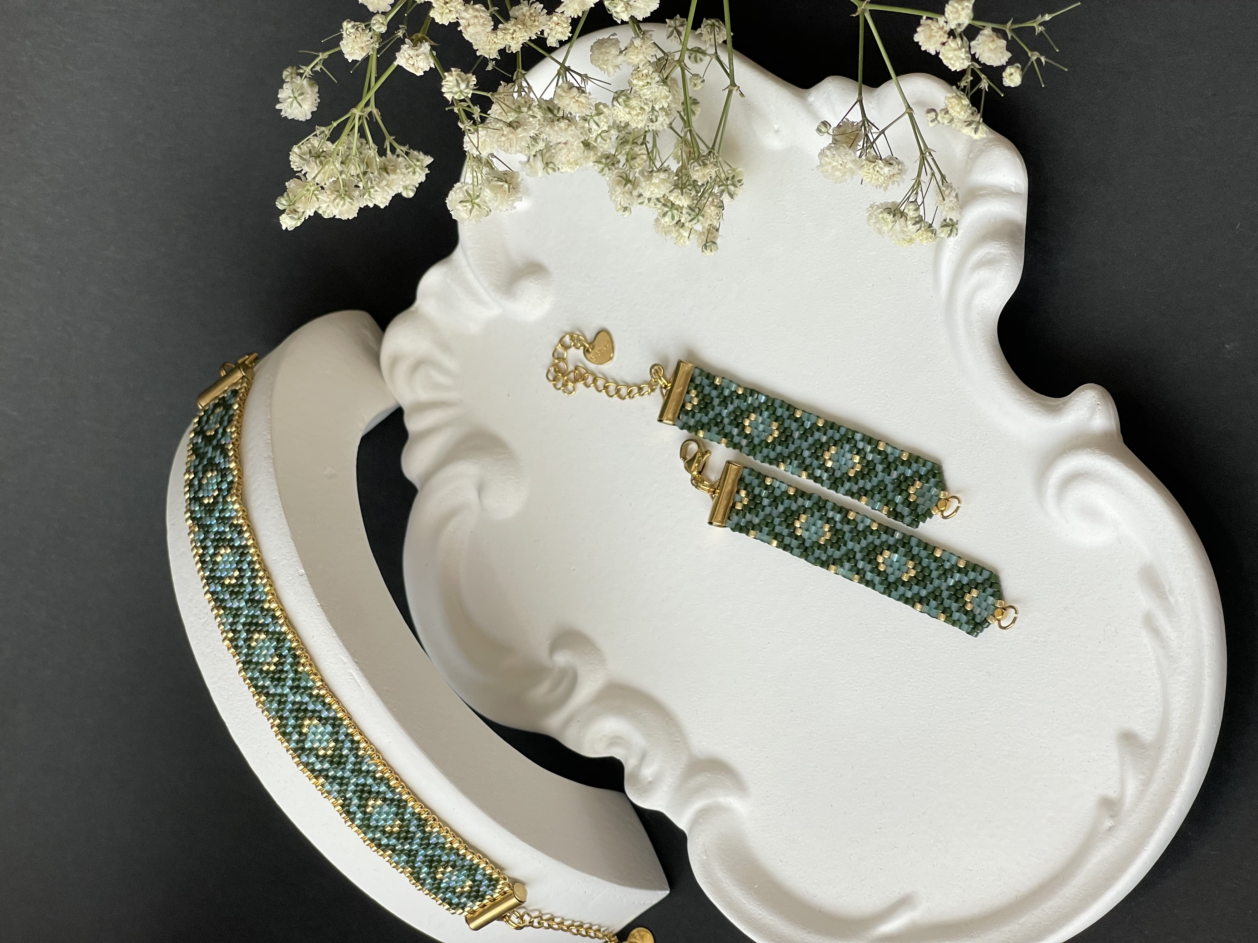 دستبند سبز منجوق میوکی کد ۱۶۳