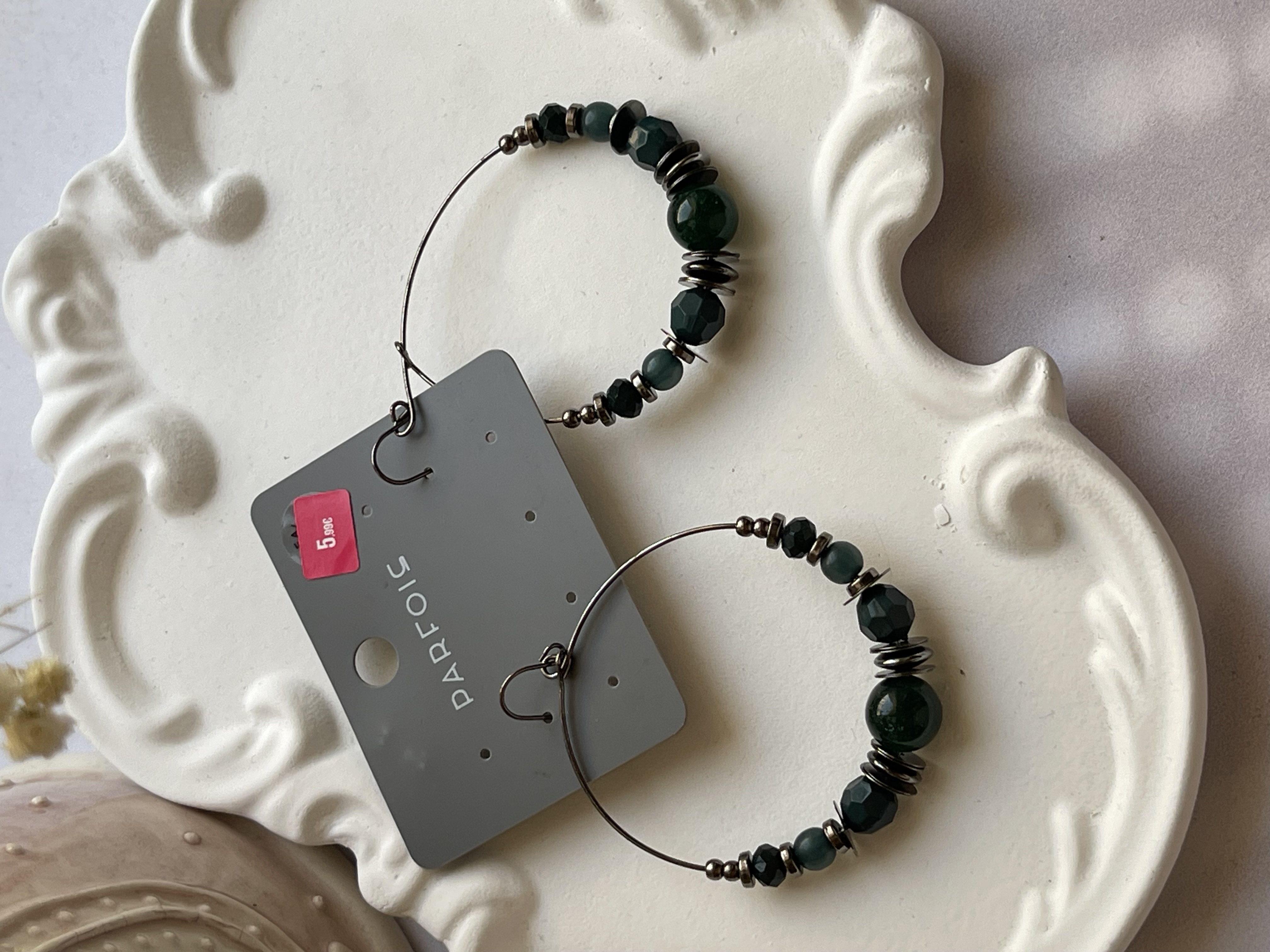 گوشواره حلقه ای سبز پارفویس کد ۱۰۱۳